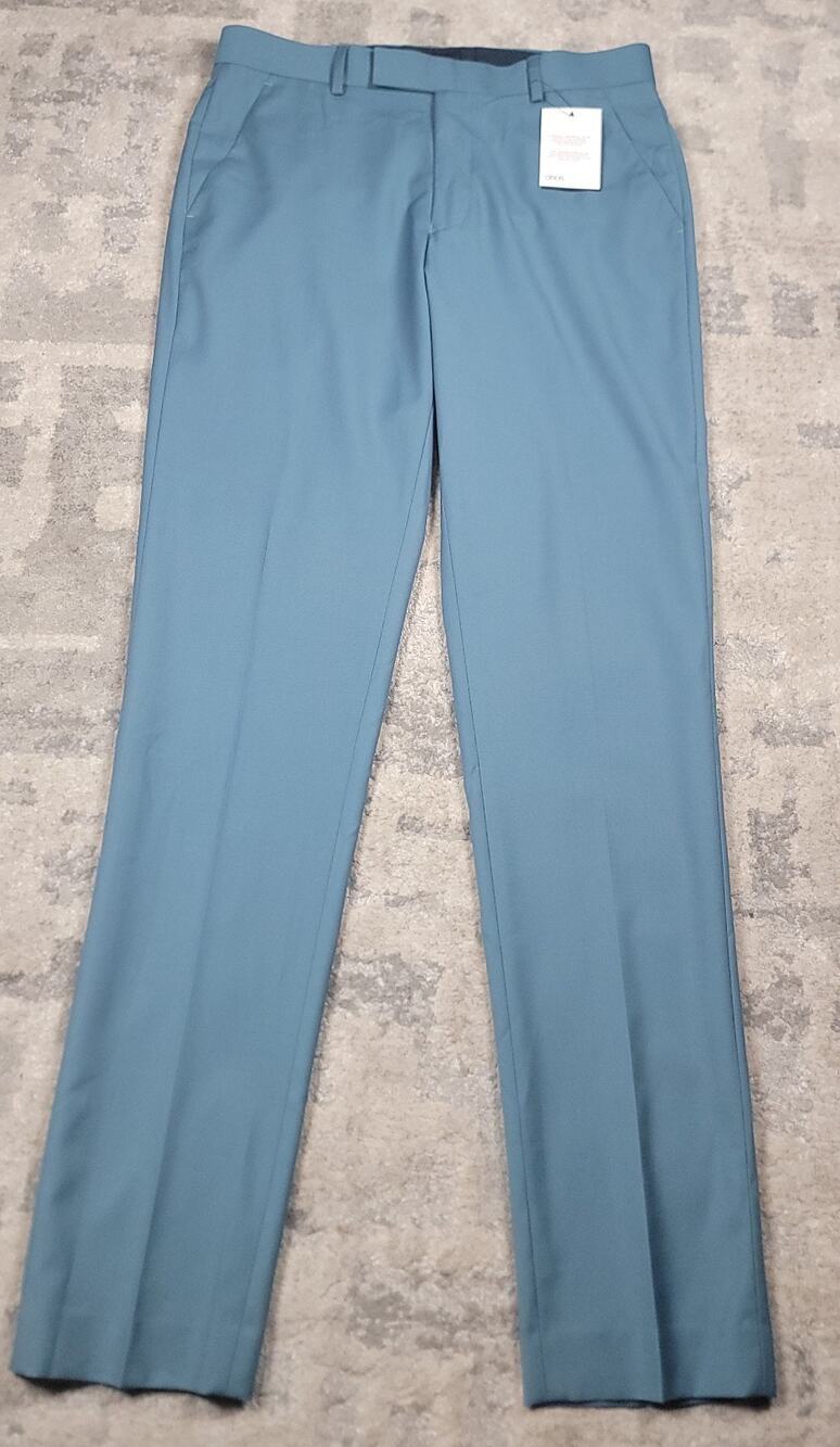 NWT ASOS Men's Blue Green Straight Relaxed Fit Dress Pants Sz 33x33.5